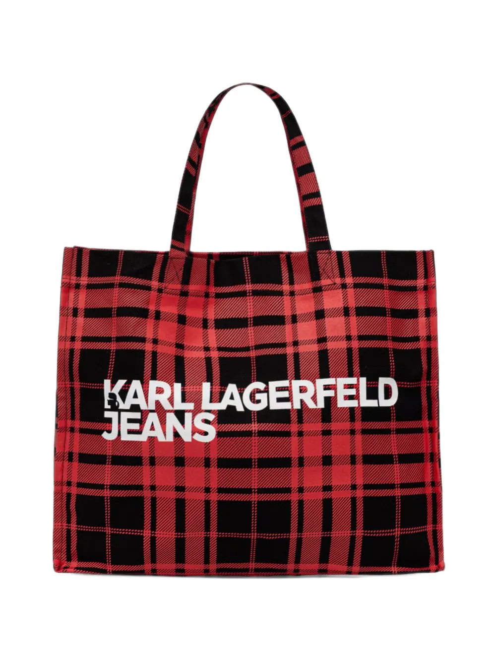 Karl Lagerfeld Jeans tartan logo-print tote bag - Rosso