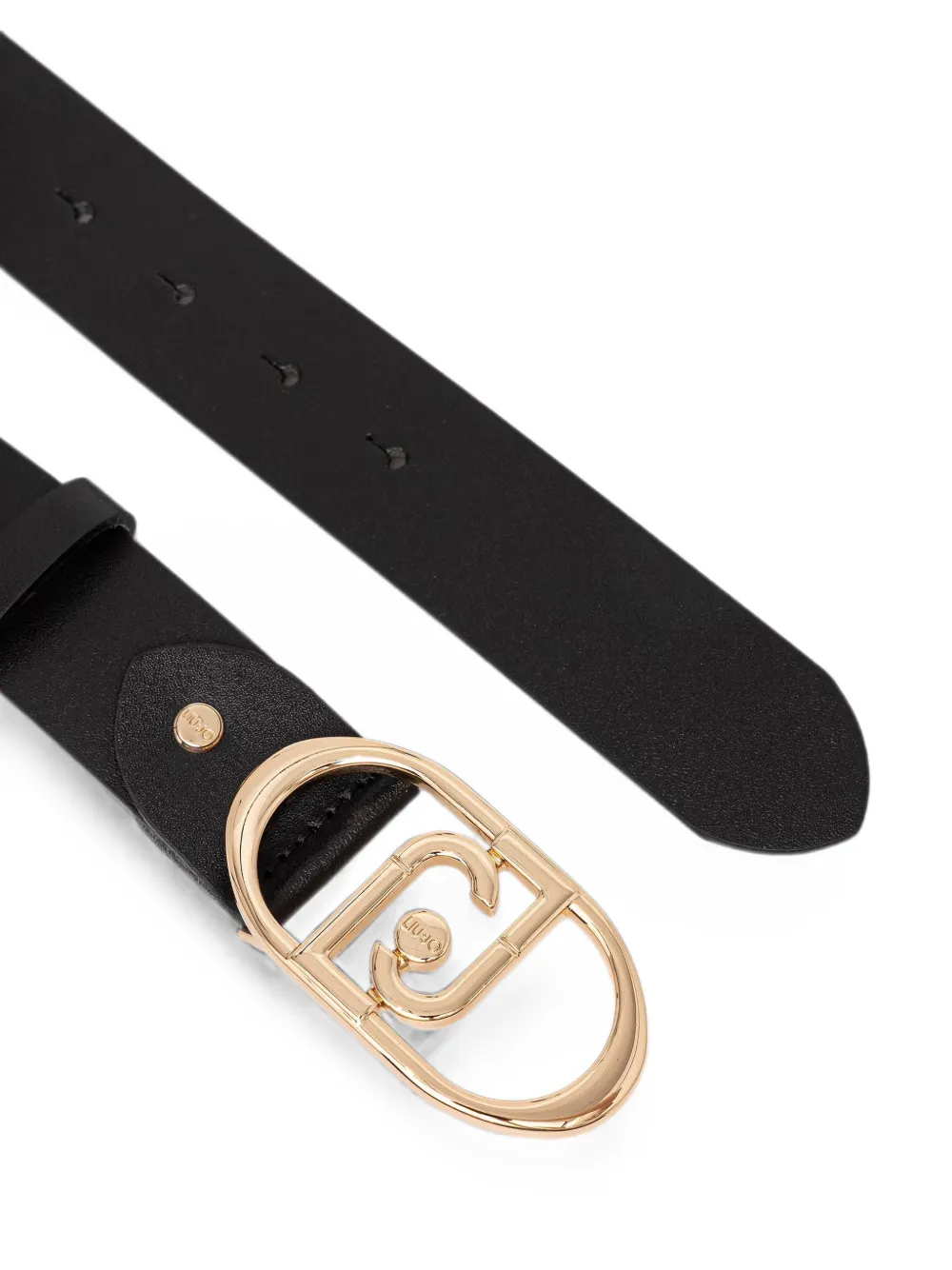 LIU JO Leren riem met logoplakkaat Zwart