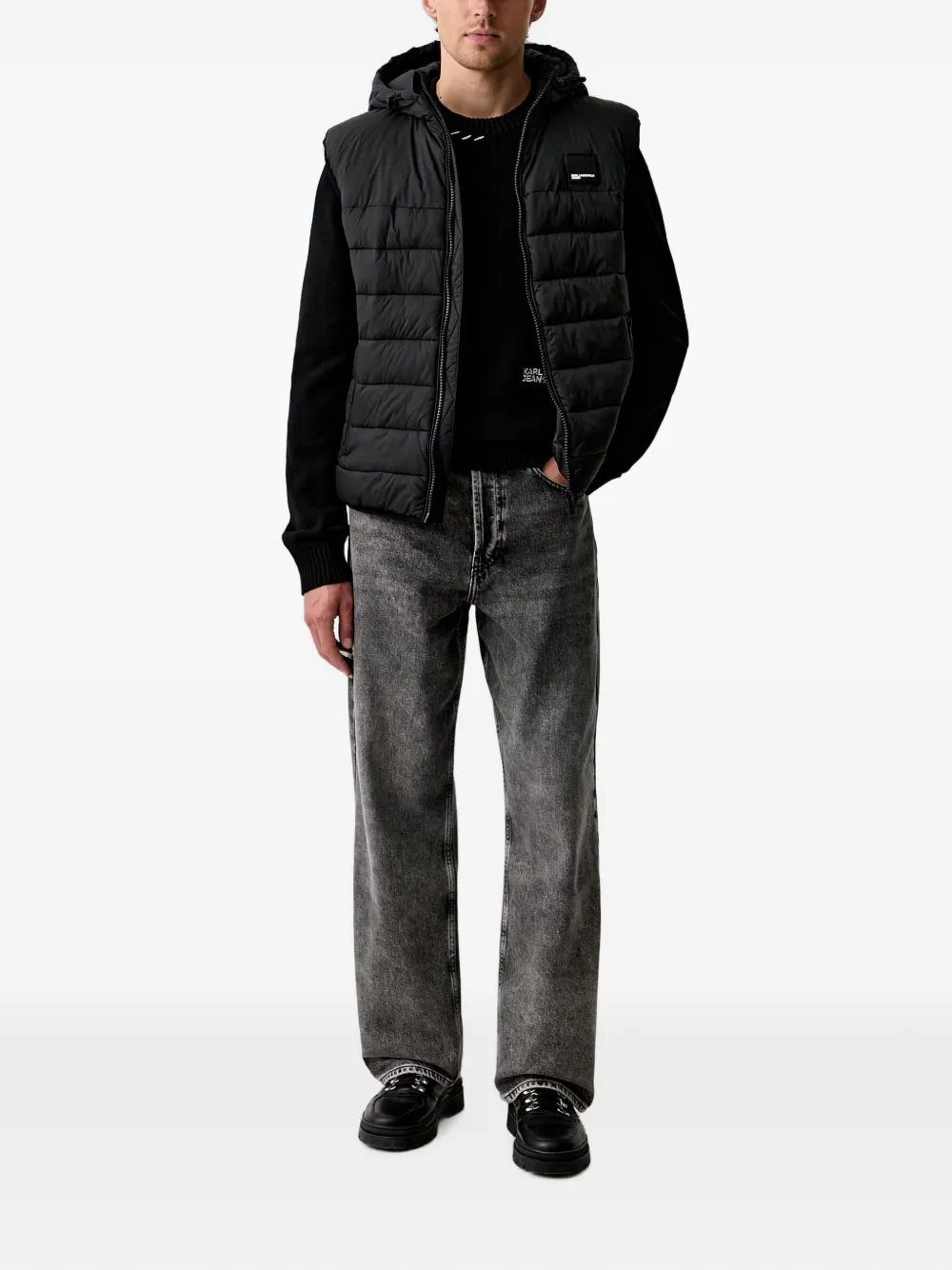 Karl Lagerfeld Jeans Trui met logo-print en stiksels Zwart