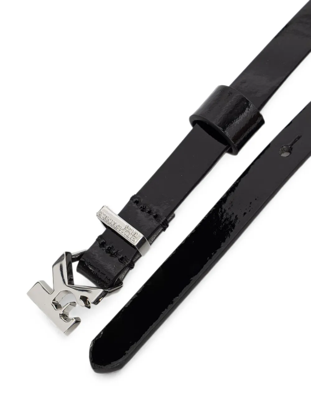 Karl Lagerfeld Jeans Leren riem met logoplakkaat Zwart