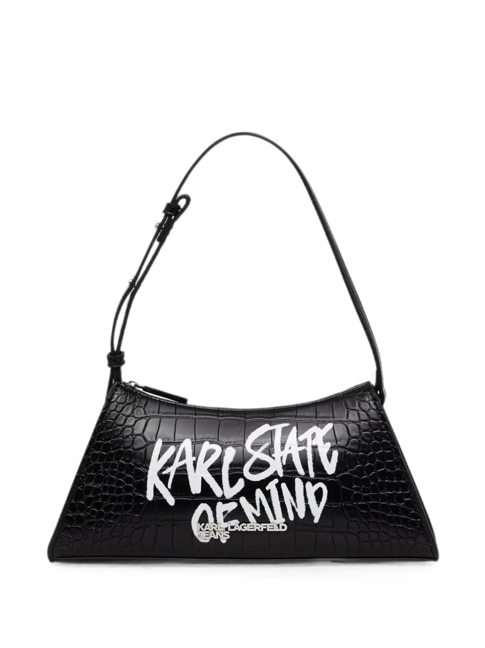 Karl Lagerfeld Jeans croc-effect logo-print shoulder bag - Nero