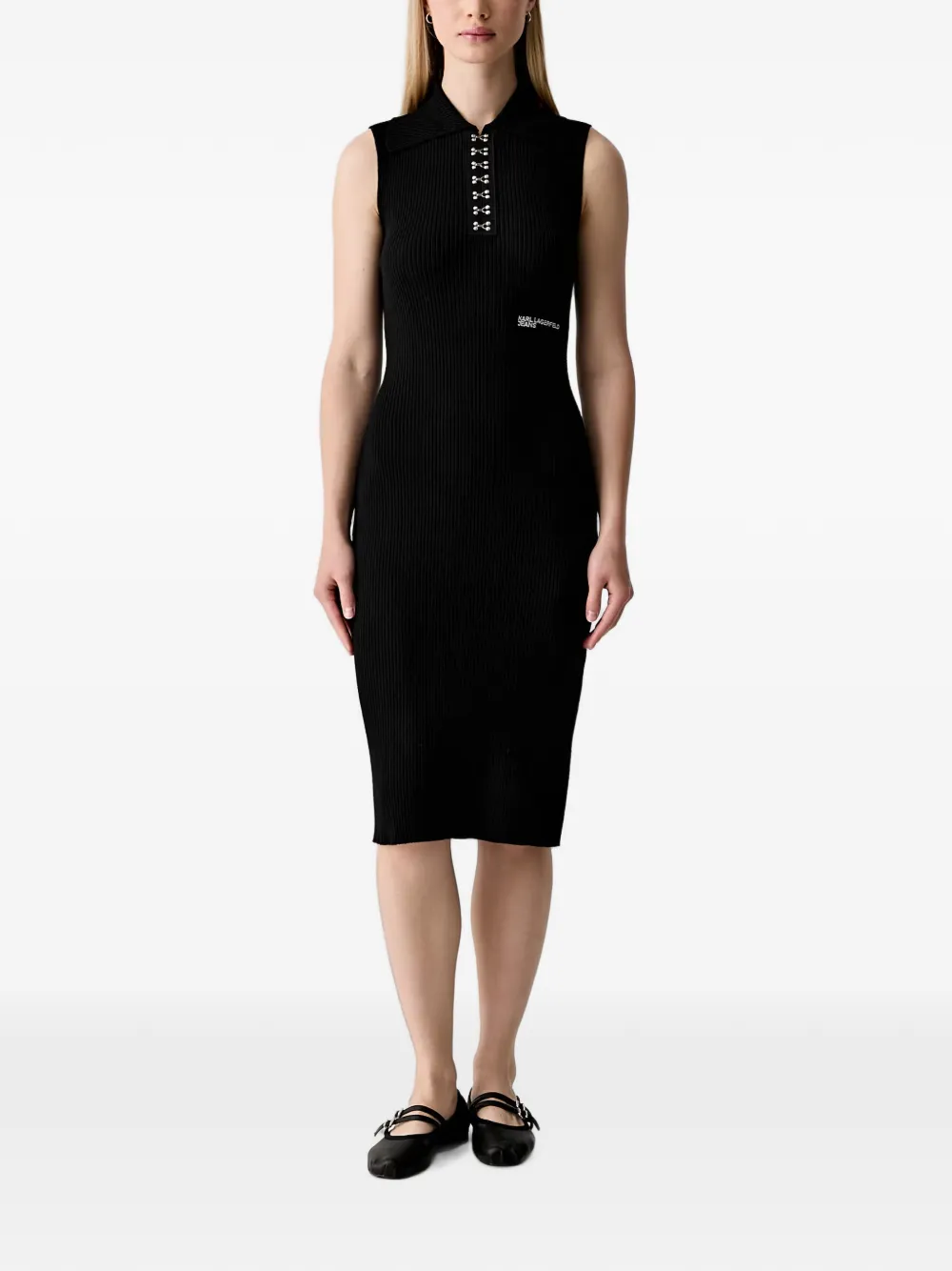 Karl Lagerfeld Jeans ribbed-knit midi dress - Schwarz