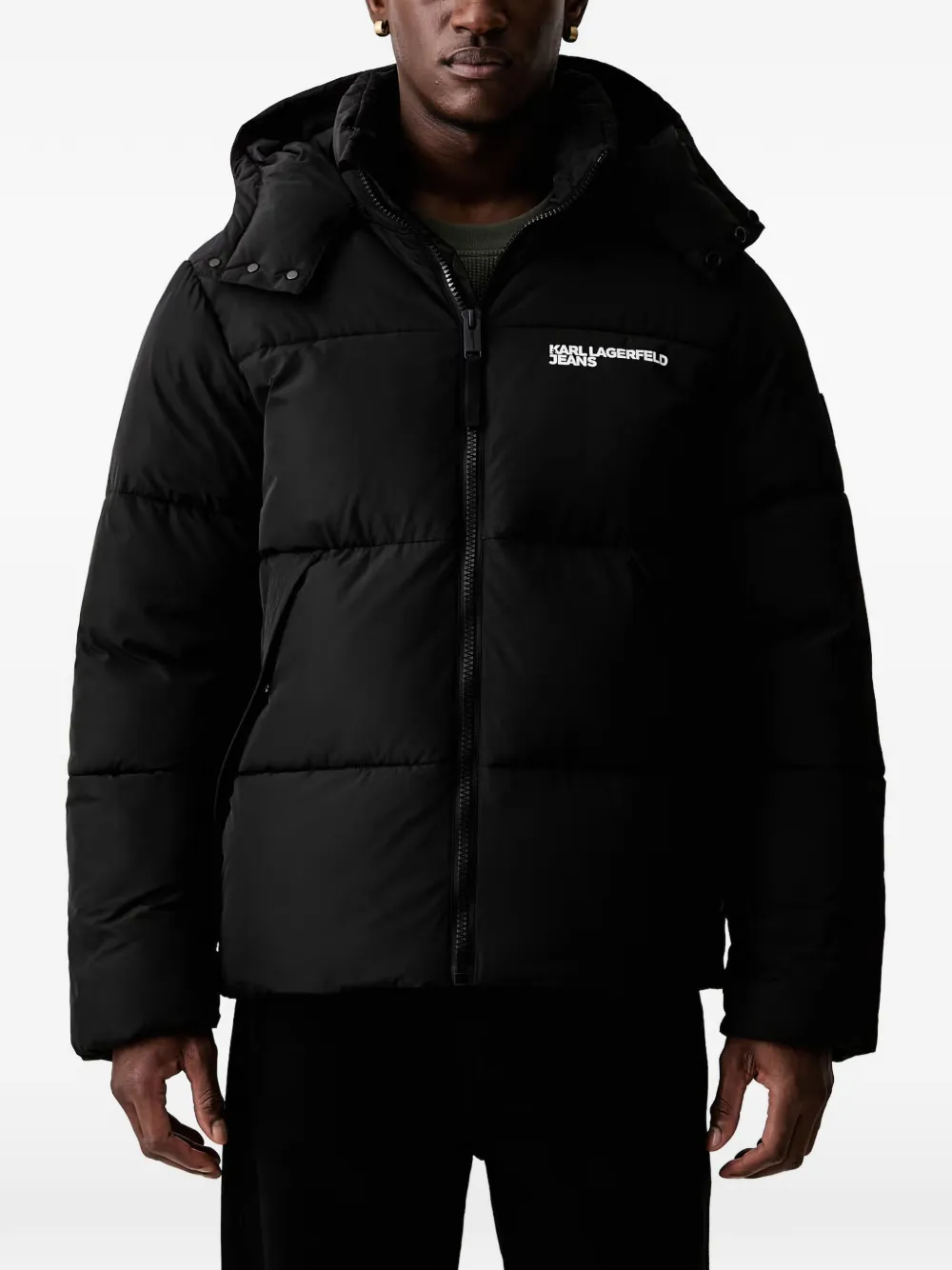 Karl Lagerfeld Jeans logo-print hooded puffer padded jacket - Nero