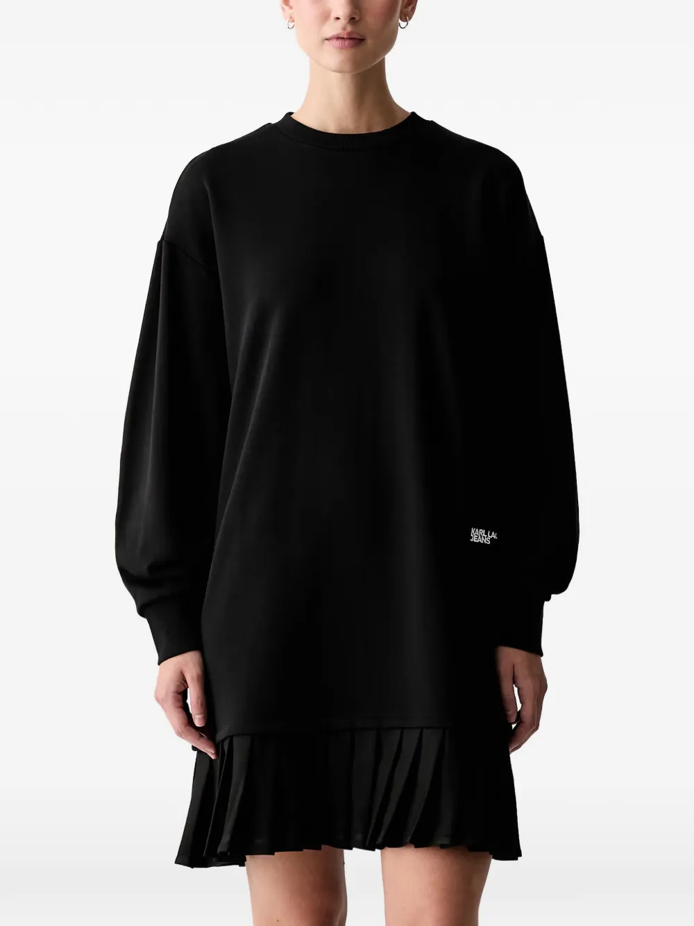 Karl Lagerfeld Jeans pleated logo-print mini dress - Schwarz