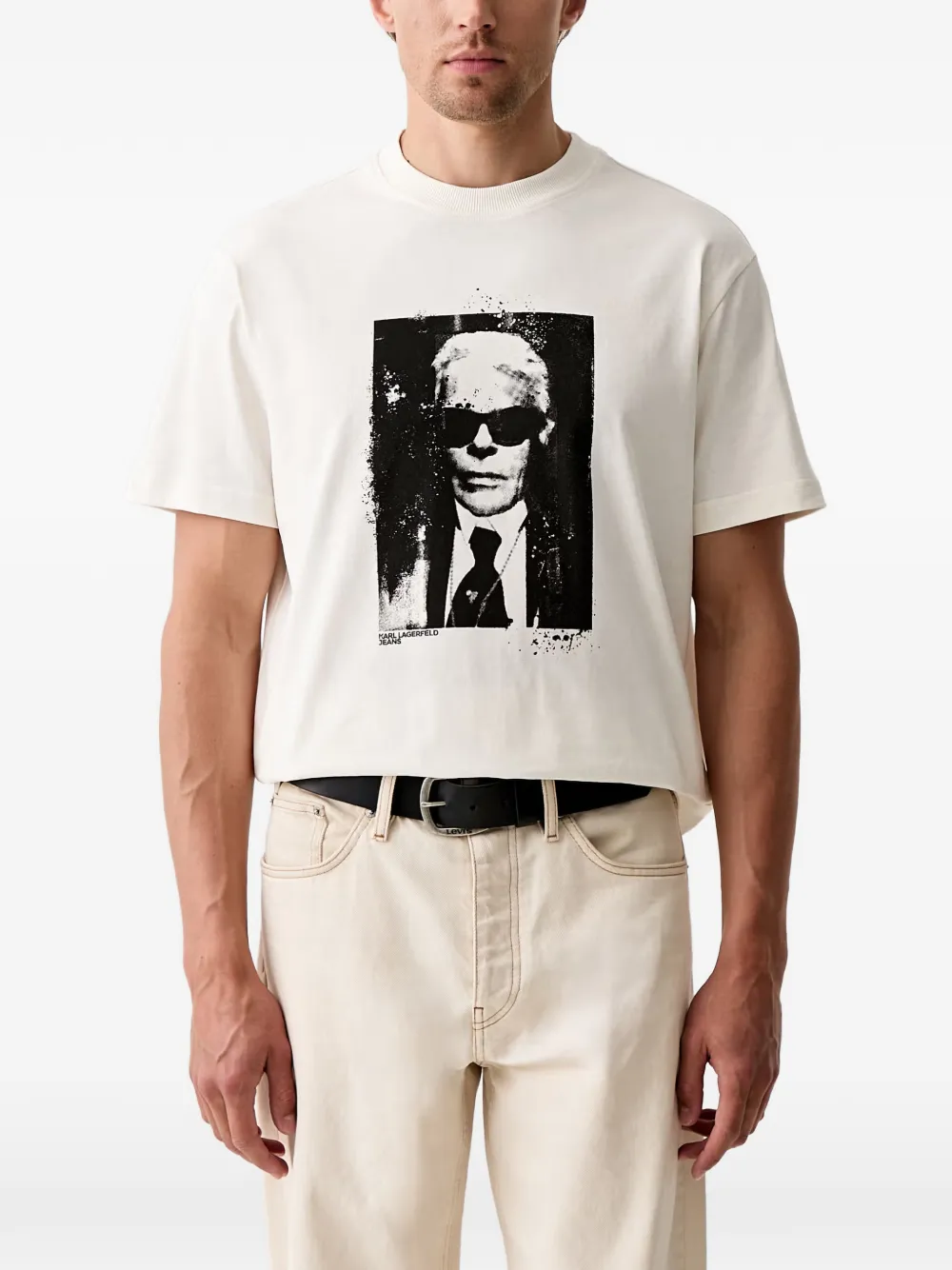 Karl Lagerfeld Jeans graphic-print crew-neck T-shirt - Nude
