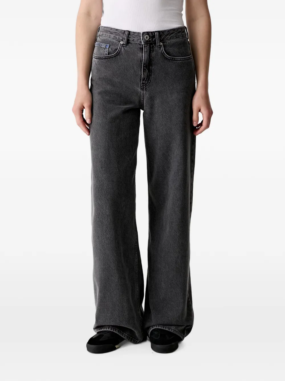 Karl Lagerfeld Jeans logo-patch wide-leg jeans - Grigio