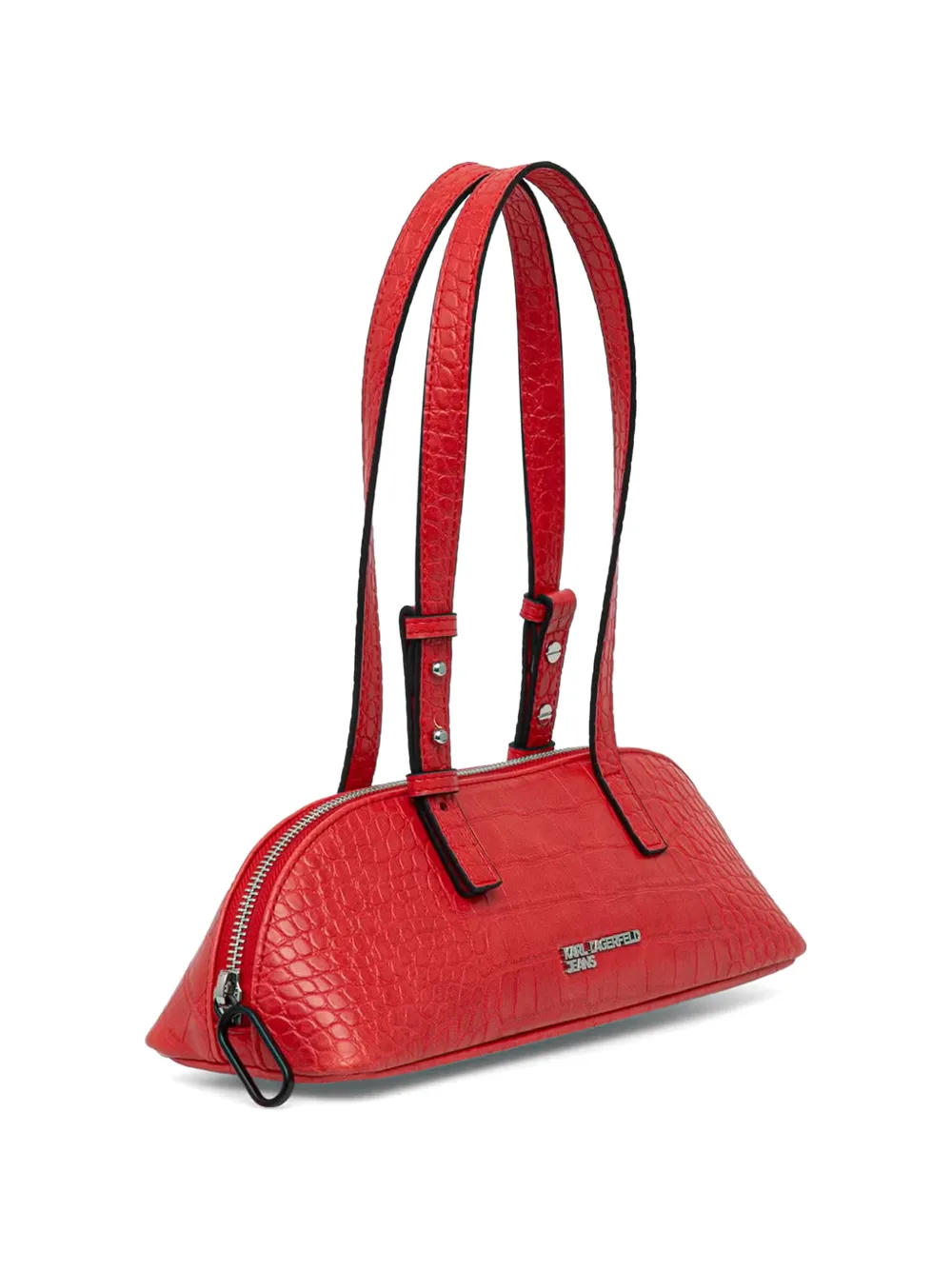 Karl Lagerfeld Jeans Shopper met krokodillen-reliëf en logo-plakkaat Rood