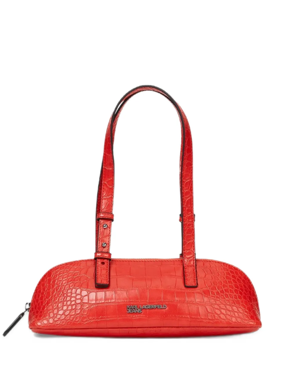 Karl Lagerfeld Jeans Shopper met krokodillen-reliëf en logo-plakkaat Rood