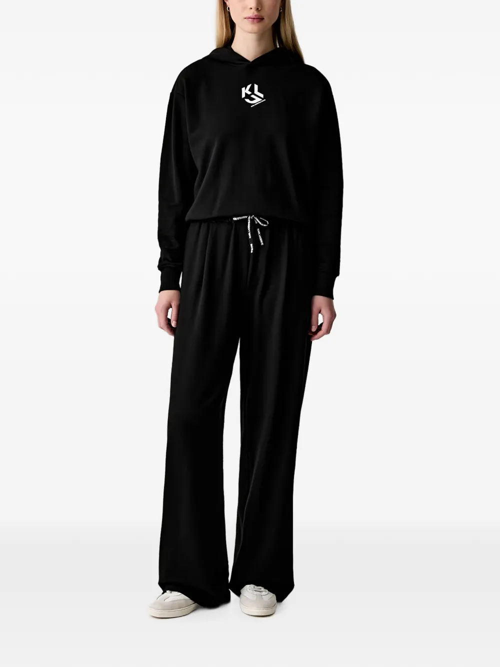 Karl Lagerfeld Jeans logo-drawstring wide-leg trousers Zwart