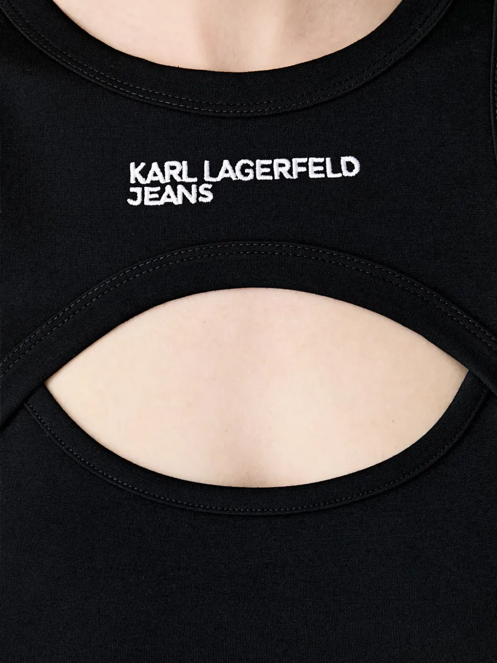 Karl Lagerfeld Jeans Mini-jurk met geborduurd logo en uitgesneden details Zwart