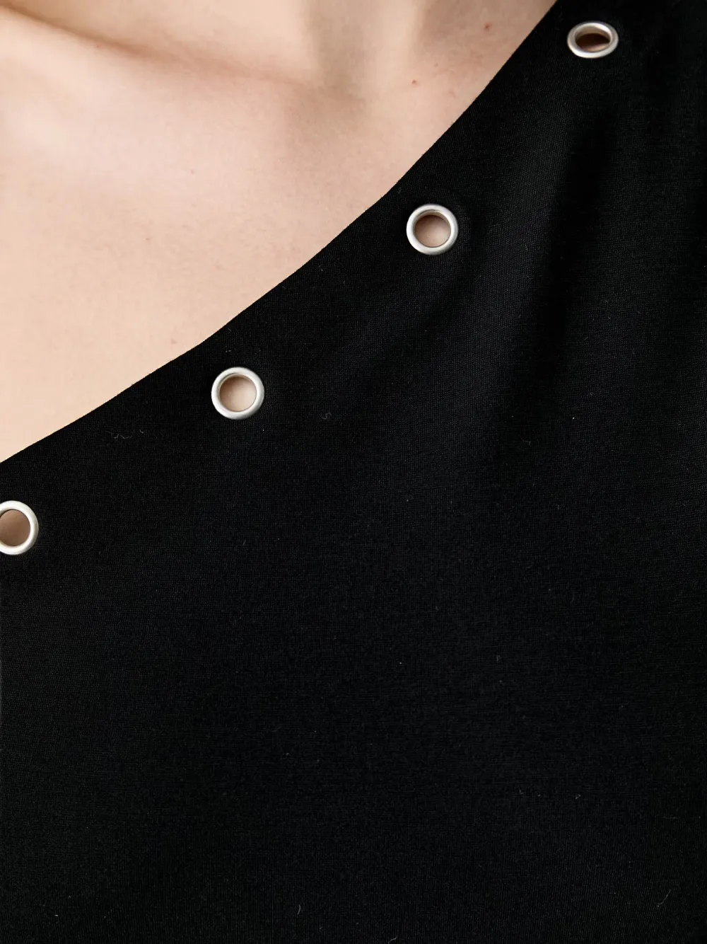 Karl Lagerfeld Jeans Asymmetrische mini-jurk verfraaid met ringlets Zwart