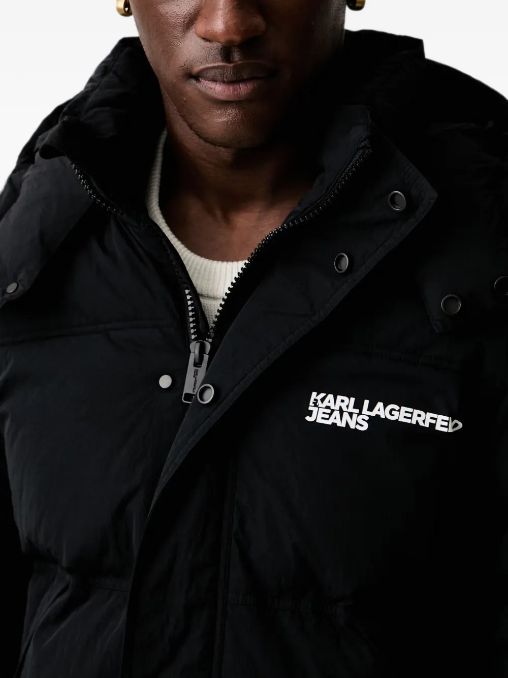 Karl Lagerfeld Jeans quilted logo-print jacket Zwart