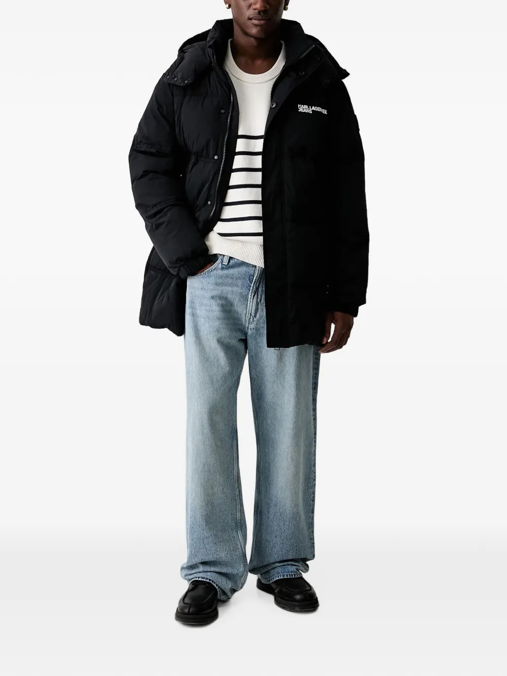 Karl Lagerfeld Jeans quilted logo-print jacket Zwart