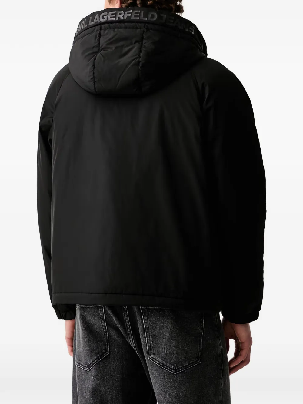Karl Lagerfeld Jeans Jack met raglan mouwen en capuchon Zwart