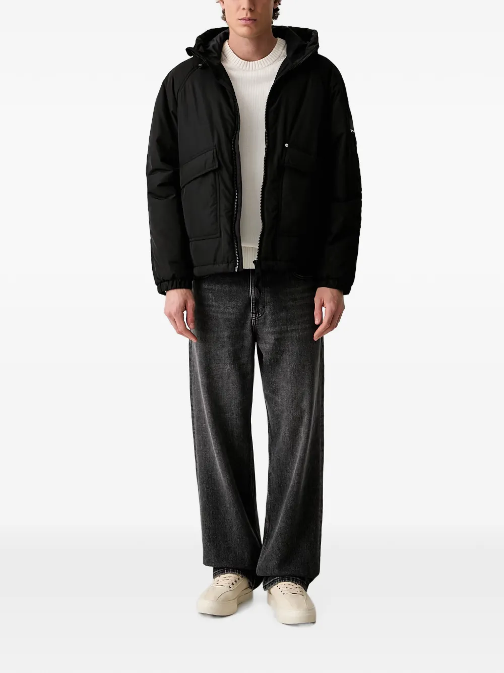 Karl Lagerfeld Jeans Jack met raglan mouwen en capuchon Zwart