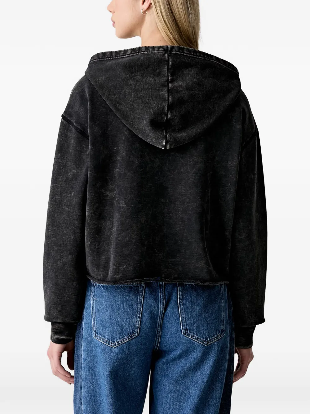 Karl Lagerfeld Jeans Hoodie met geborduurd logo en acid wassing Zwart