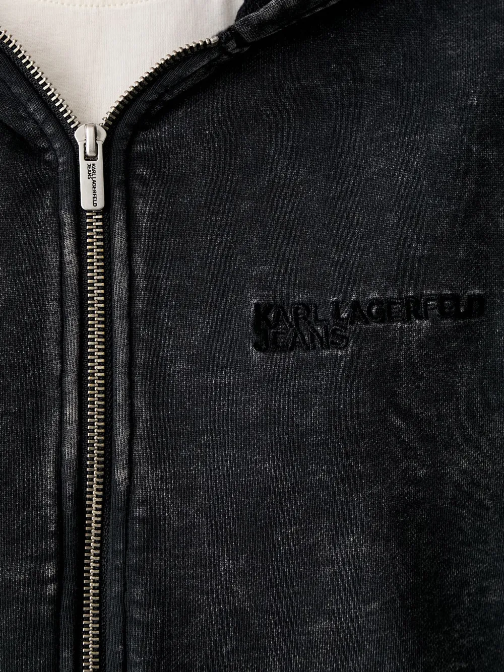 Karl Lagerfeld Jeans Hoodie met geborduurd logo en acid wassing Zwart
