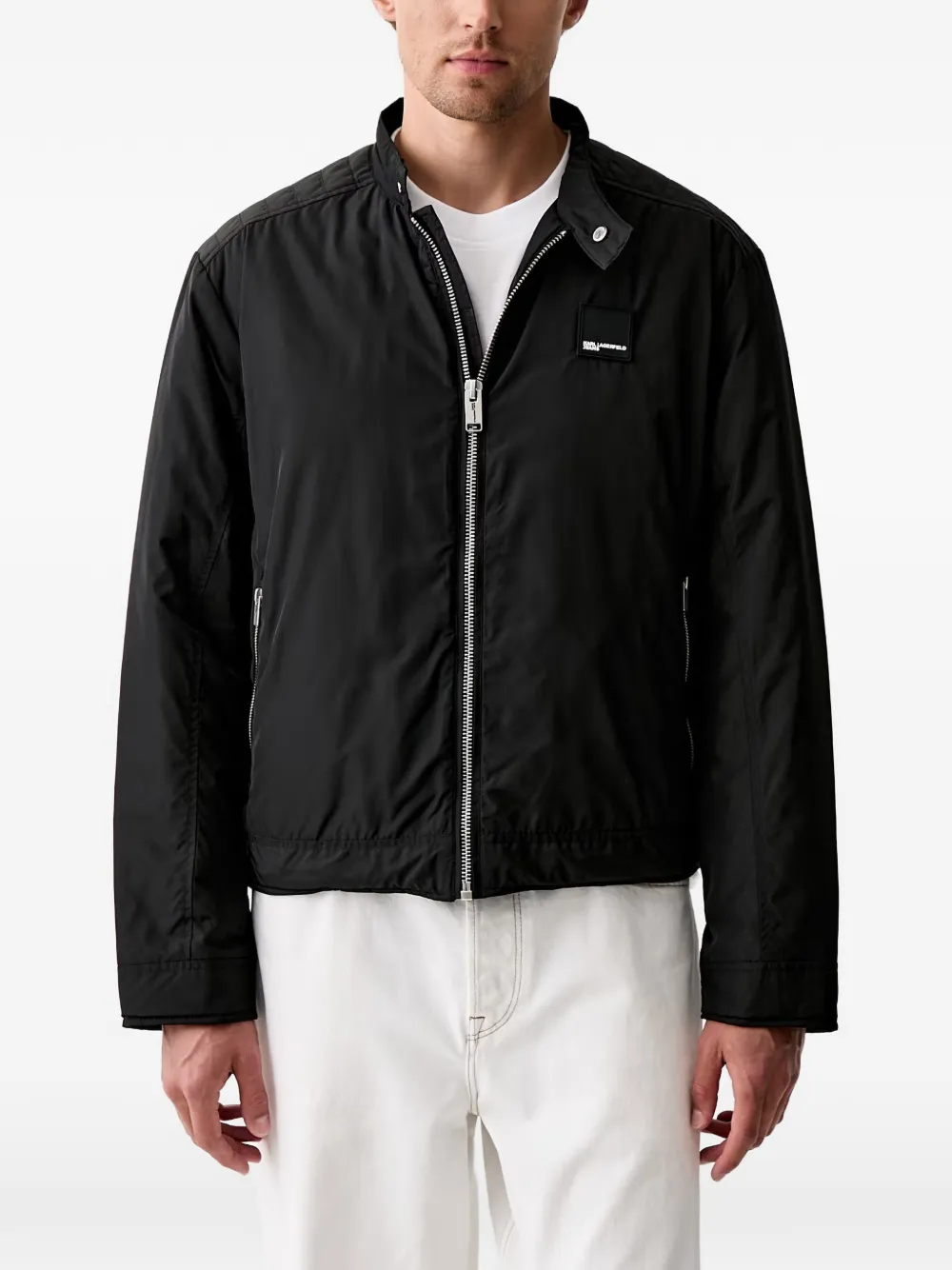 Karl Lagerfeld Jeans logo-patch quilted-panel jacket - Nero