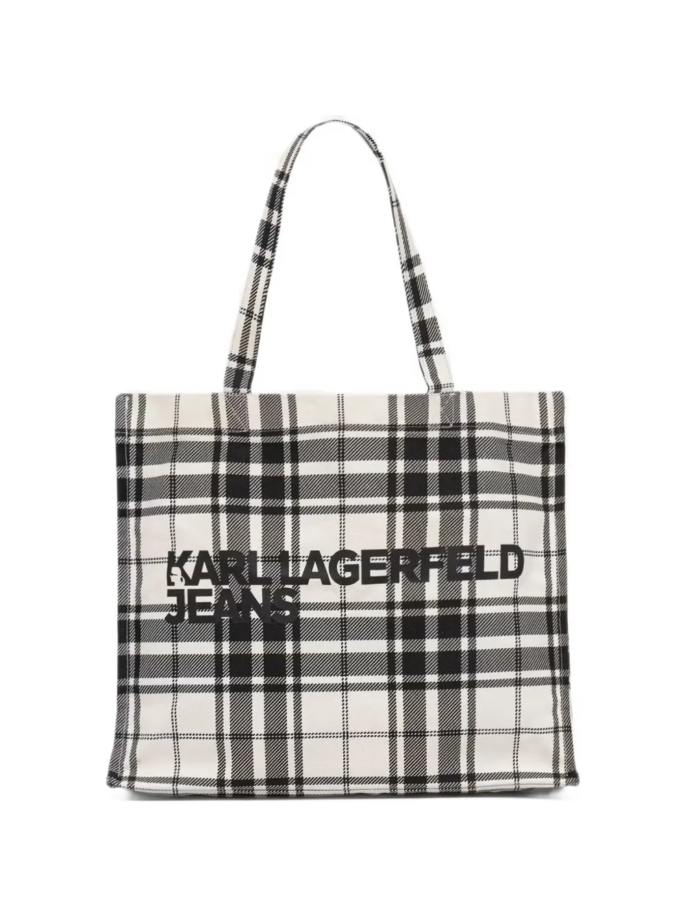 Karl Lagerfeld Jeans check logo-print tote bag - Bianco