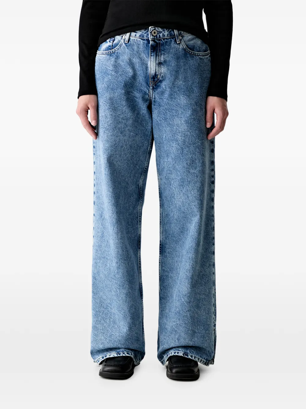 Karl Lagerfeld Jeans logo-patch wide-leg jeans - Blu