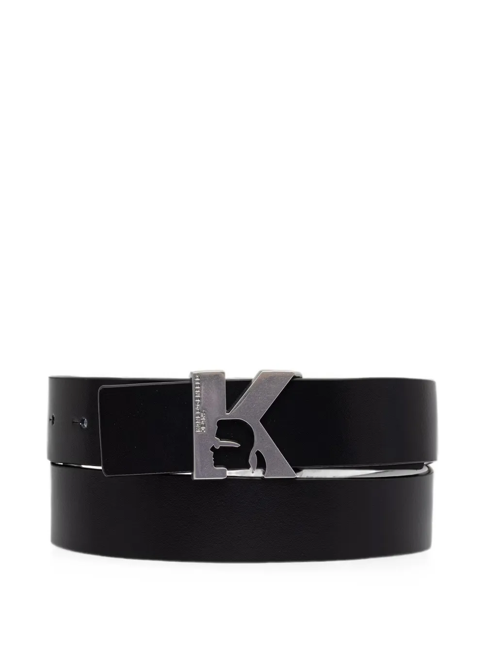 Karl Lagerfeld Jeans logo-plaque leather belt - Nero