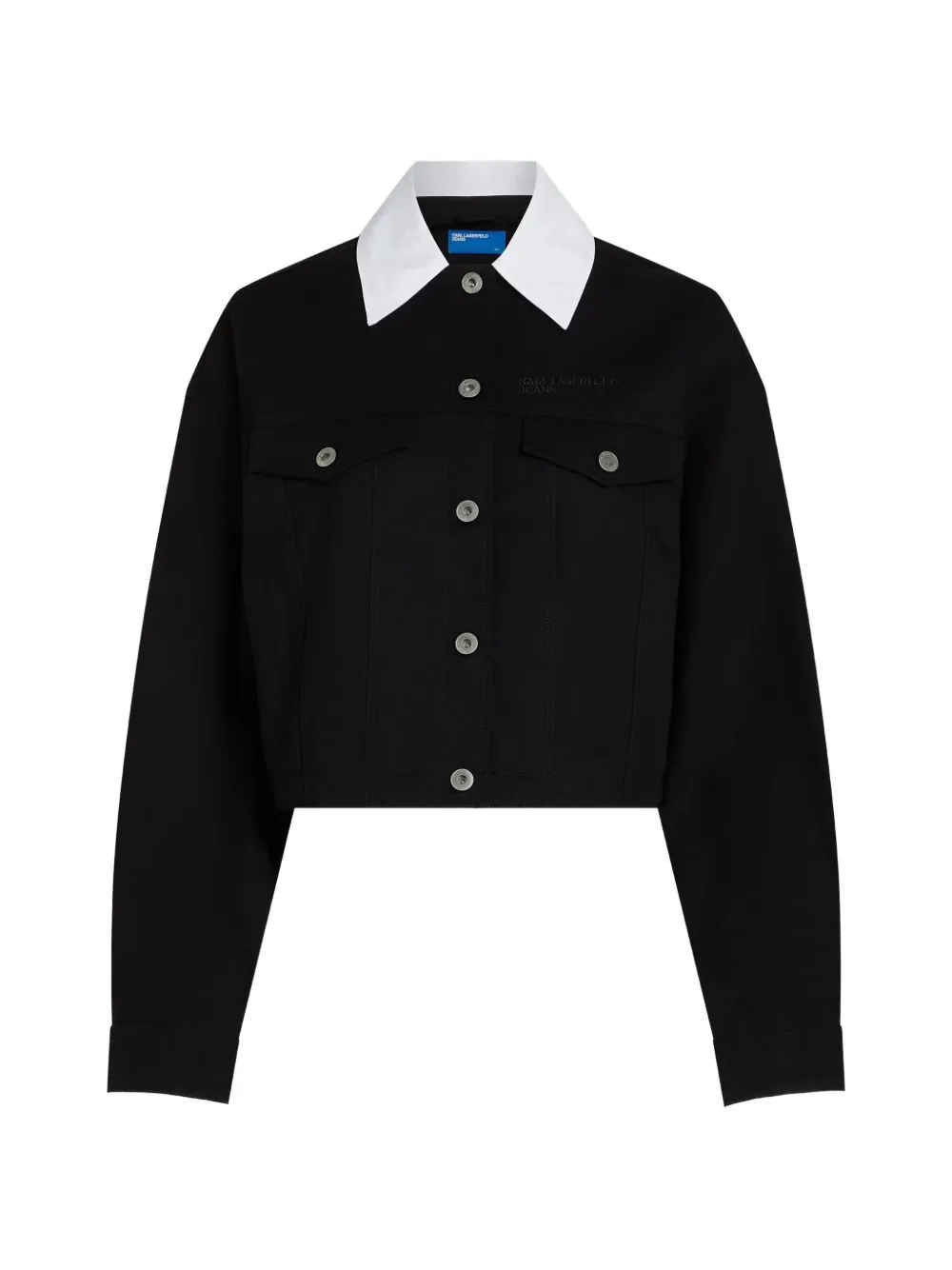 Karl Lagerfeld Jeans Cropped spijkerjack met geborduurd logo Zwart