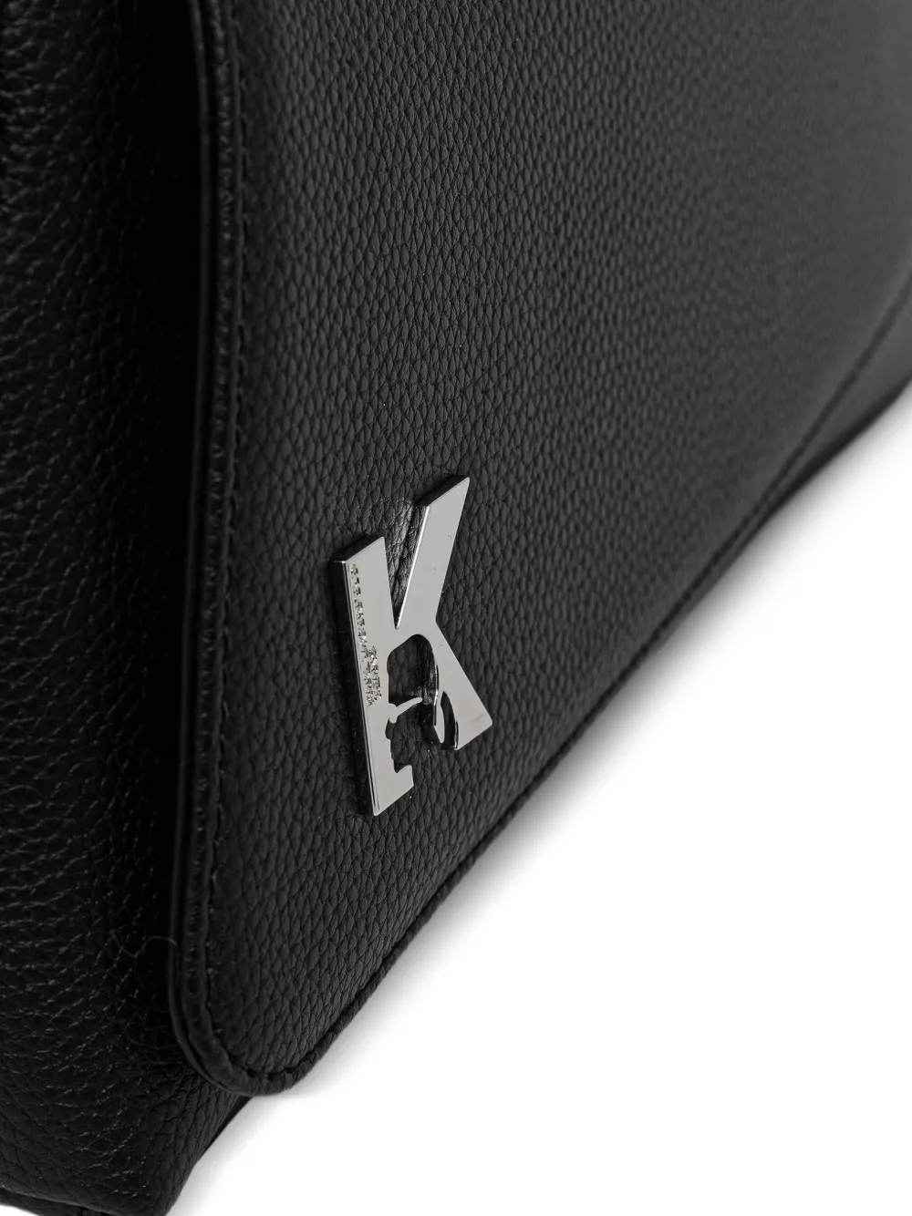 Karl Lagerfeld Jeans Bewerkte schoudertas met logoplakkaat Zwart