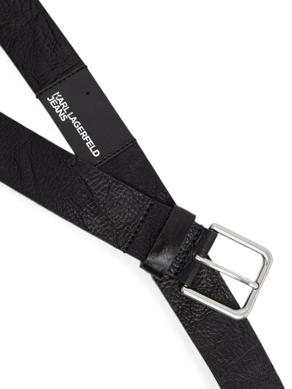 Karl Lagerfeld Jeans Leren riem met gespsluiting en gekreukt effect Zwart