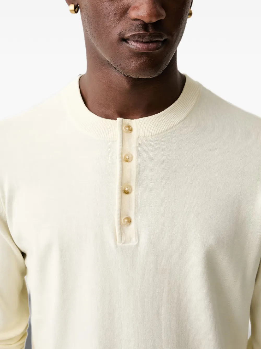 Rag & Bone Half-button Long-sleeve Sweater In White