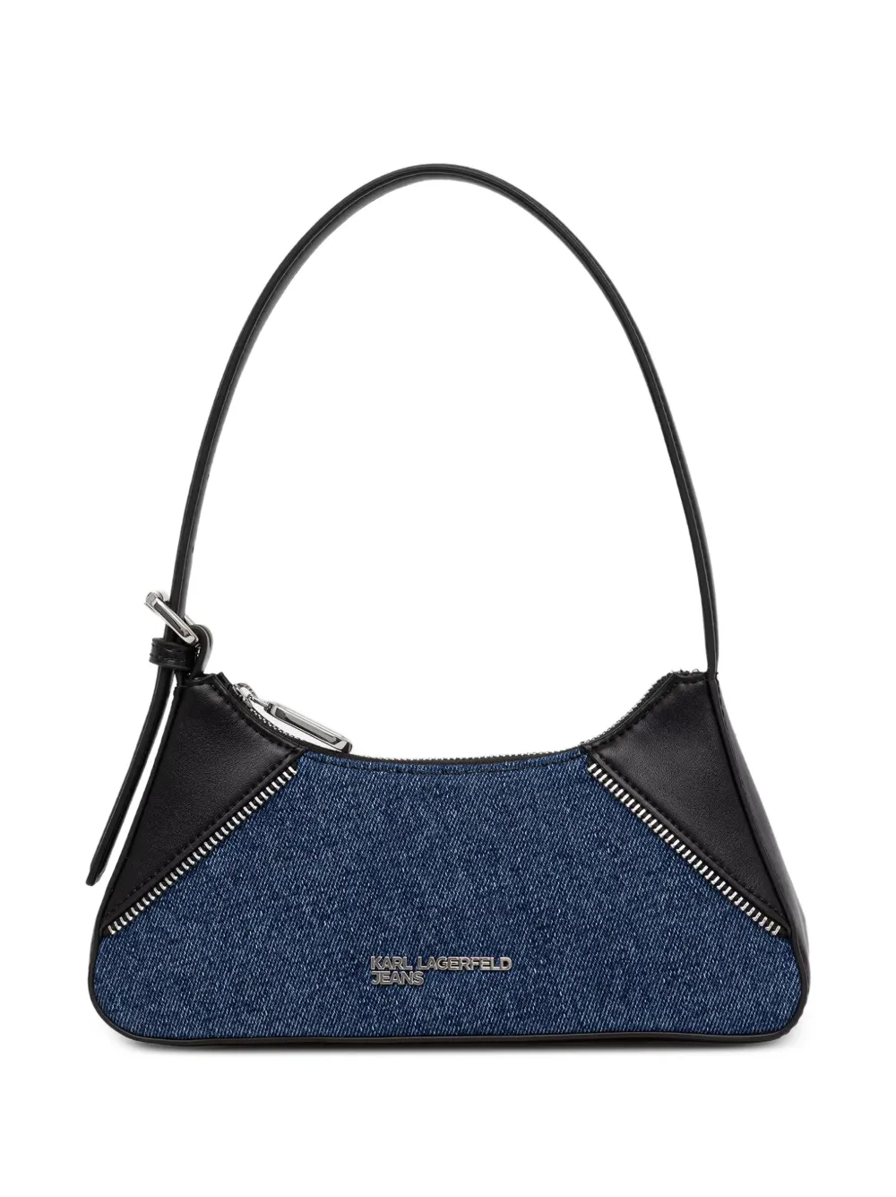 Karl Lagerfeld Jeans Rebel denim-panelled zip-detail tote bag - Blue