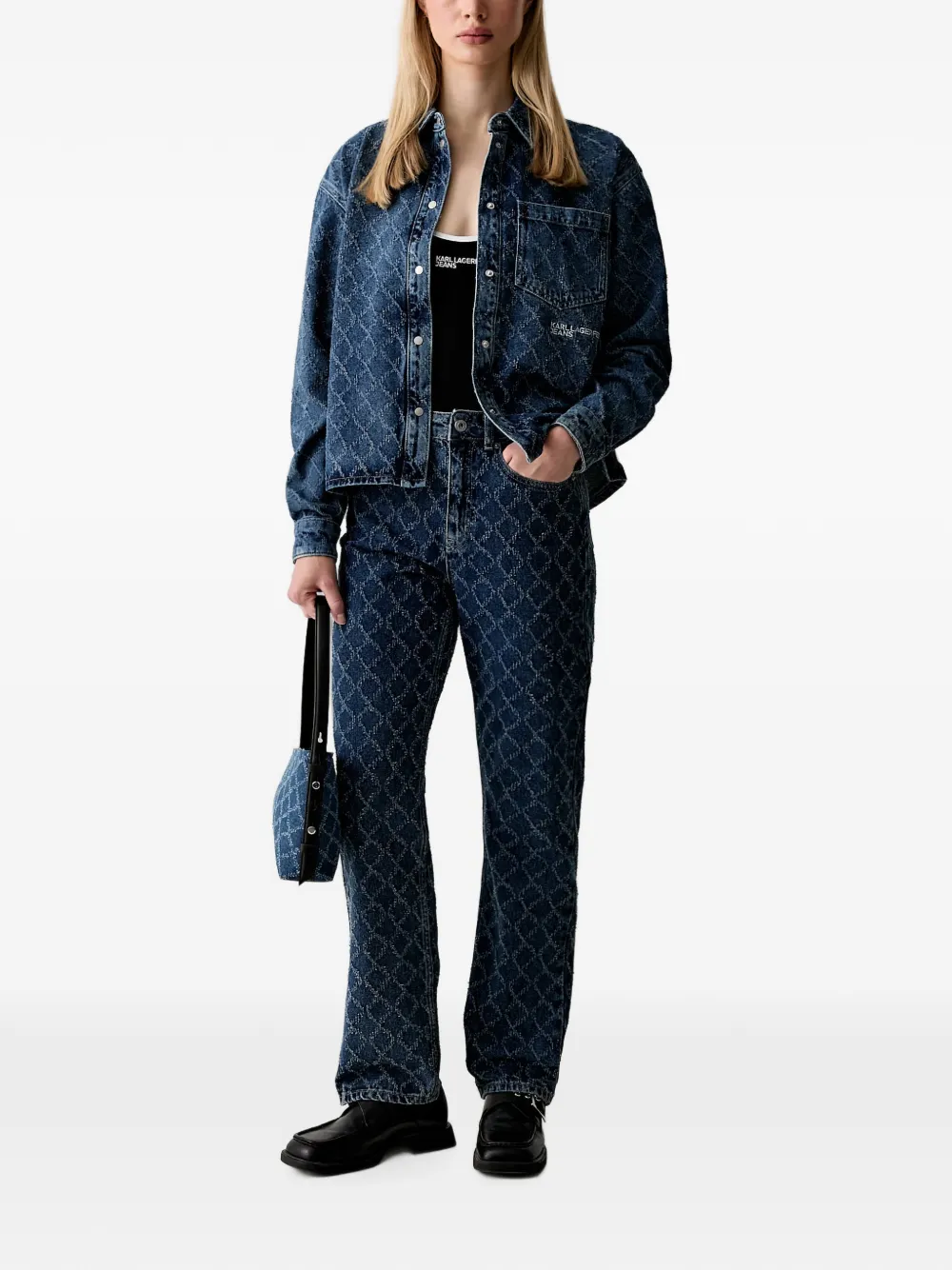 Karl Lagerfeld Jeans Geribbelde body Zwart