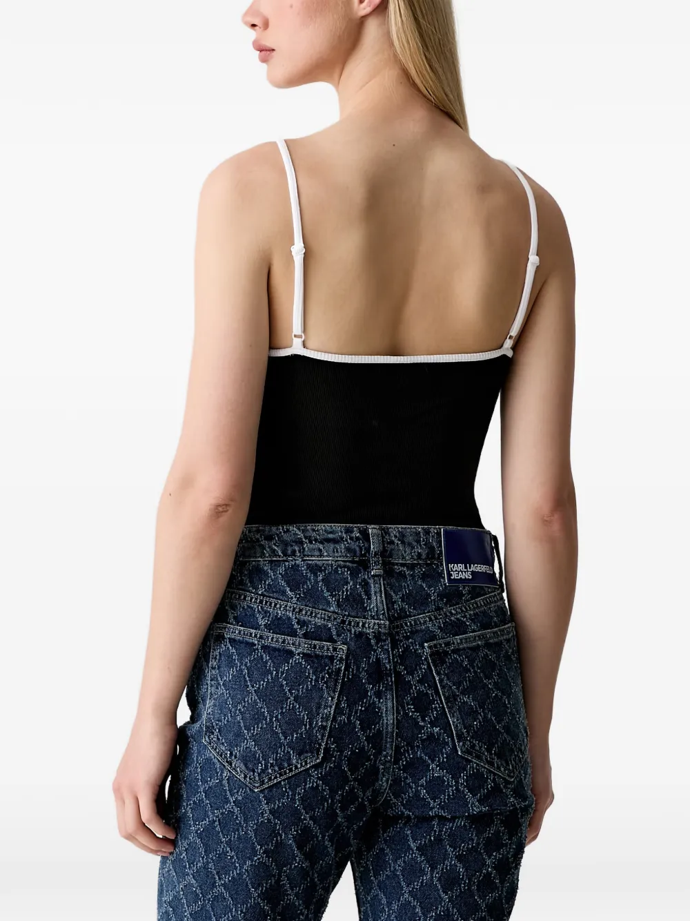 Karl Lagerfeld Jeans Geribbelde body Zwart