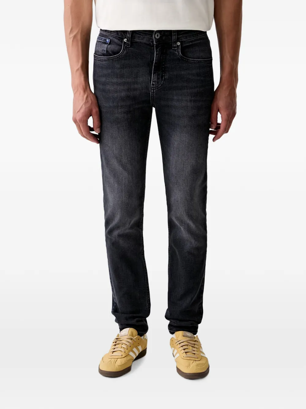 Karl Lagerfeld Jeans logo-print whiskered slim-fit jeans - Nero