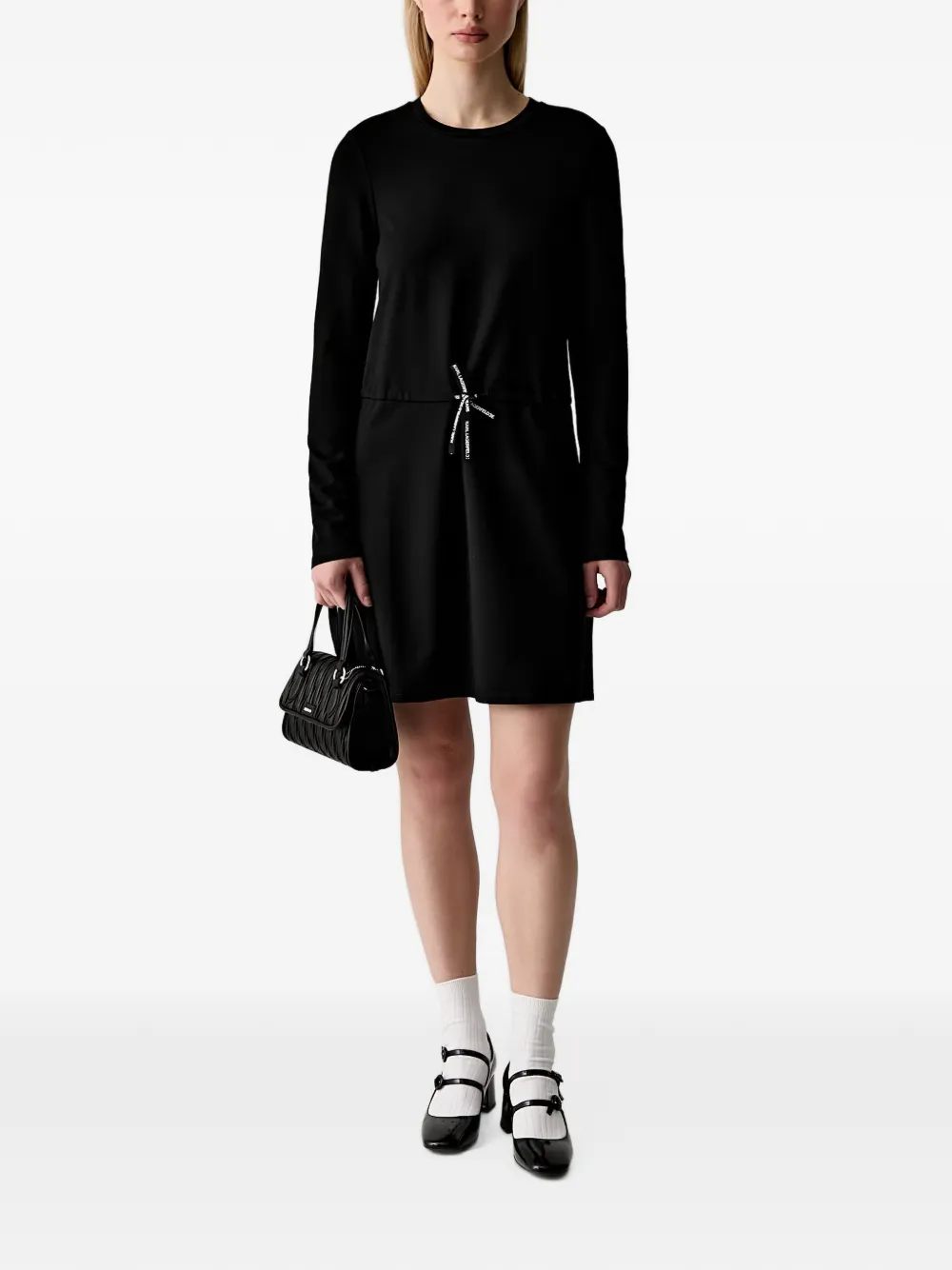 Karl Lagerfeld Jeans Mini-jurk met trekkoord en lange mouwen Zwart