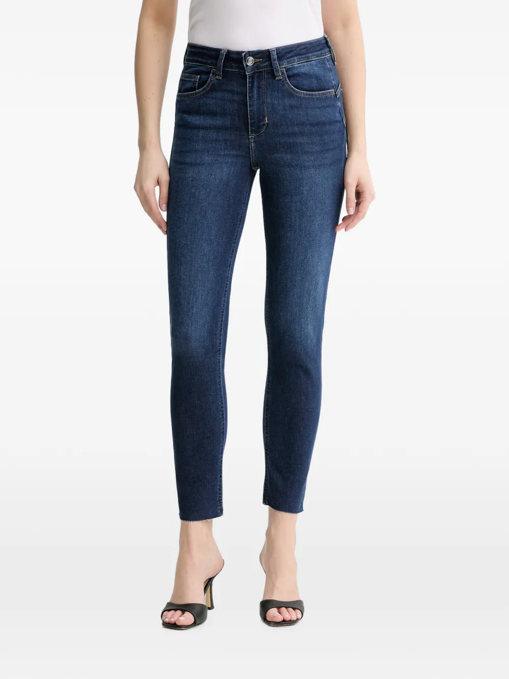 LIU JO logo-plaque frayed jeans - Blu