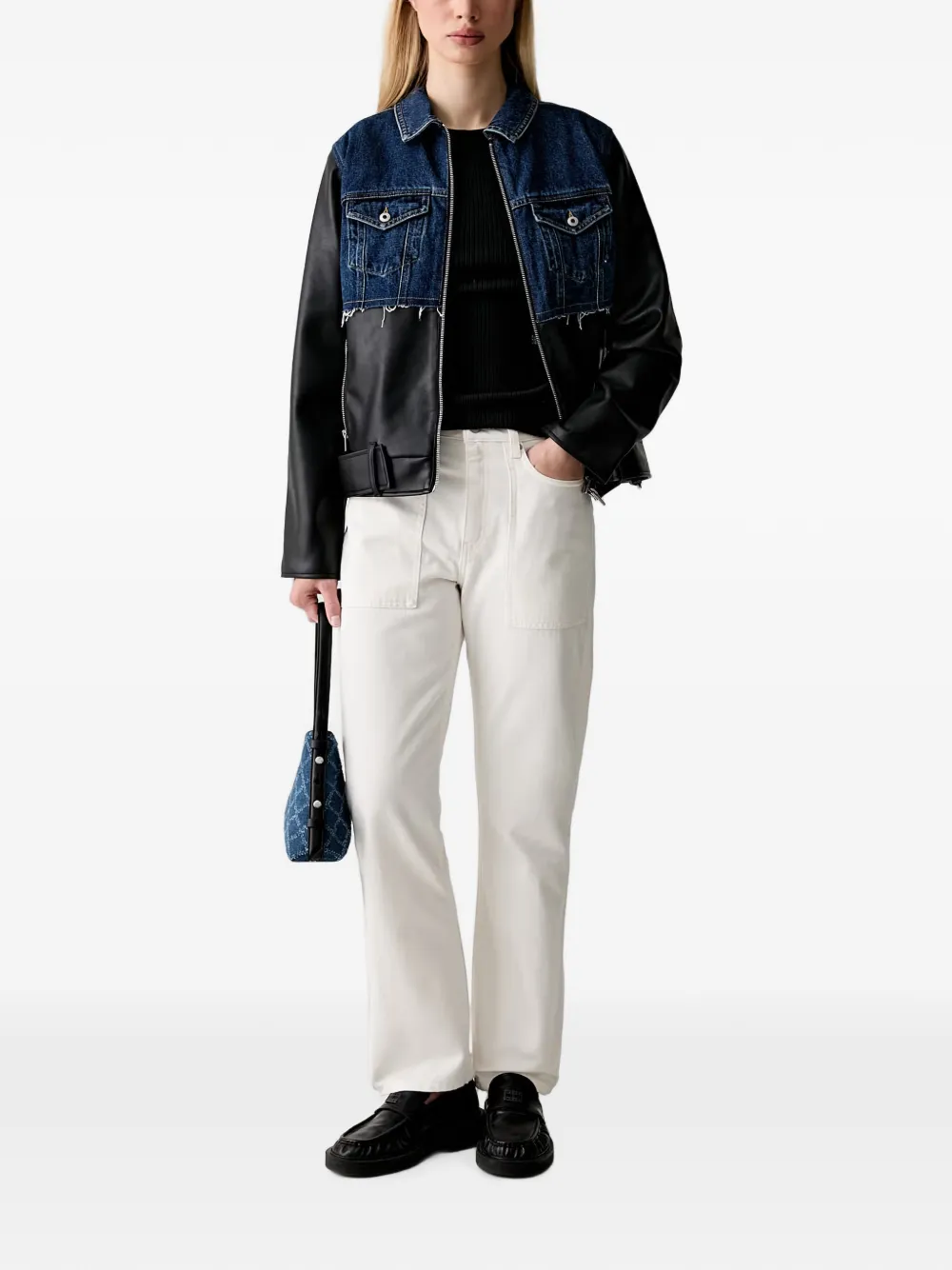 Karl Lagerfeld Jeans ribbed-knit short-sleeve top Zwart