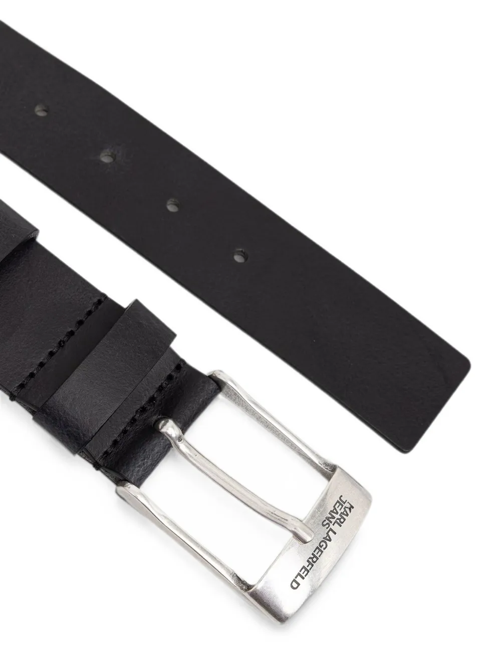 Karl Lagerfeld Jeans Leren riem met gegraveerd logo Zwart