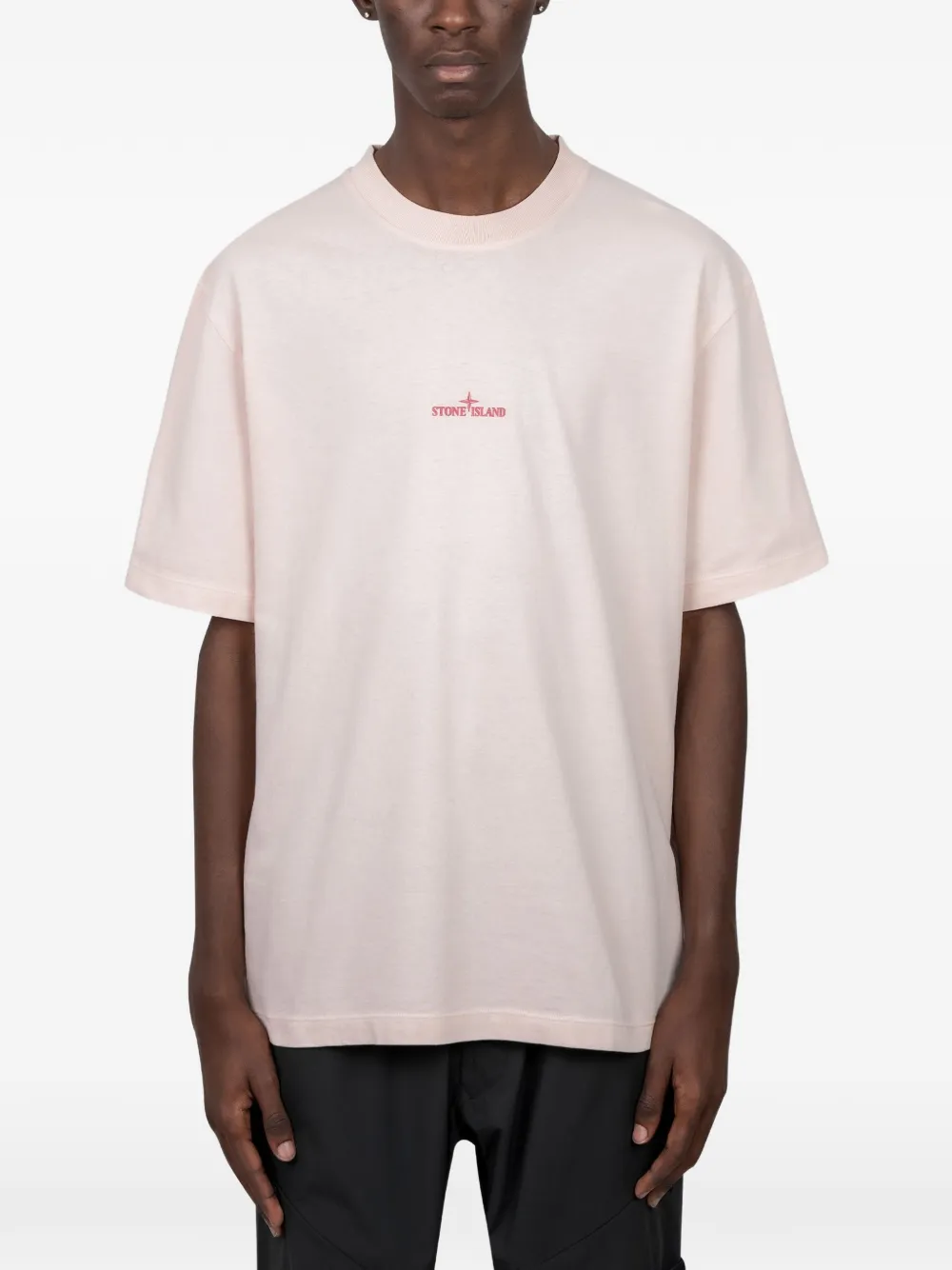Stone Island regular-fit T-shirt with Desert print Roze