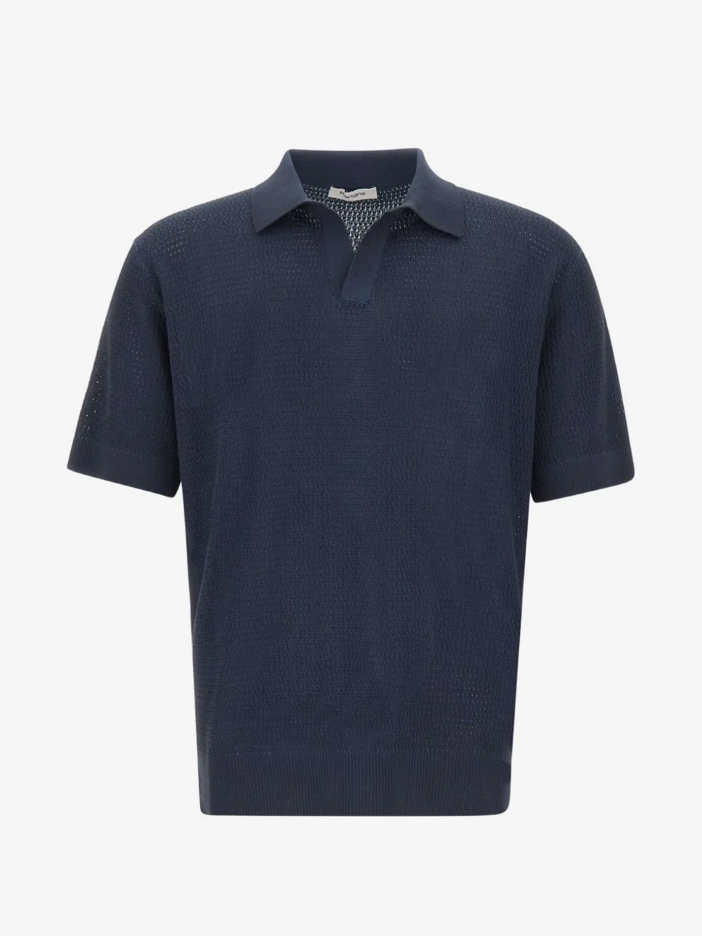 Kangra openwork knit cotton polo shirt | Blue | Image 1
