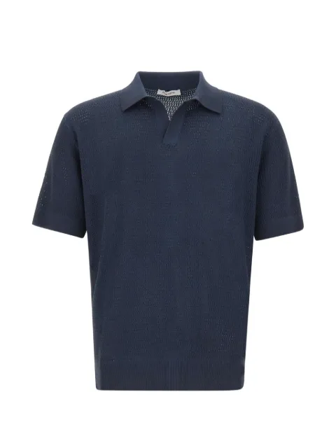 Kangra openwork knit cotton polo shirt