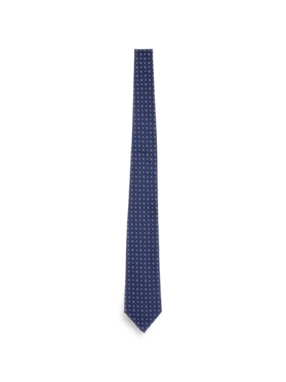Kiton 마이크로 기하학 실크 넥타이 | 블루 | Image 1
