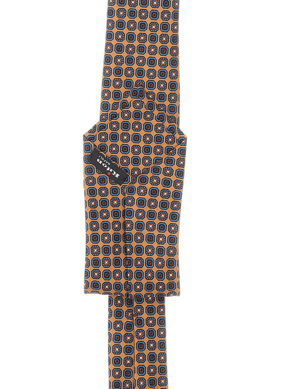 Kiton Stropdas met geometrisch micro-patroon Bruin