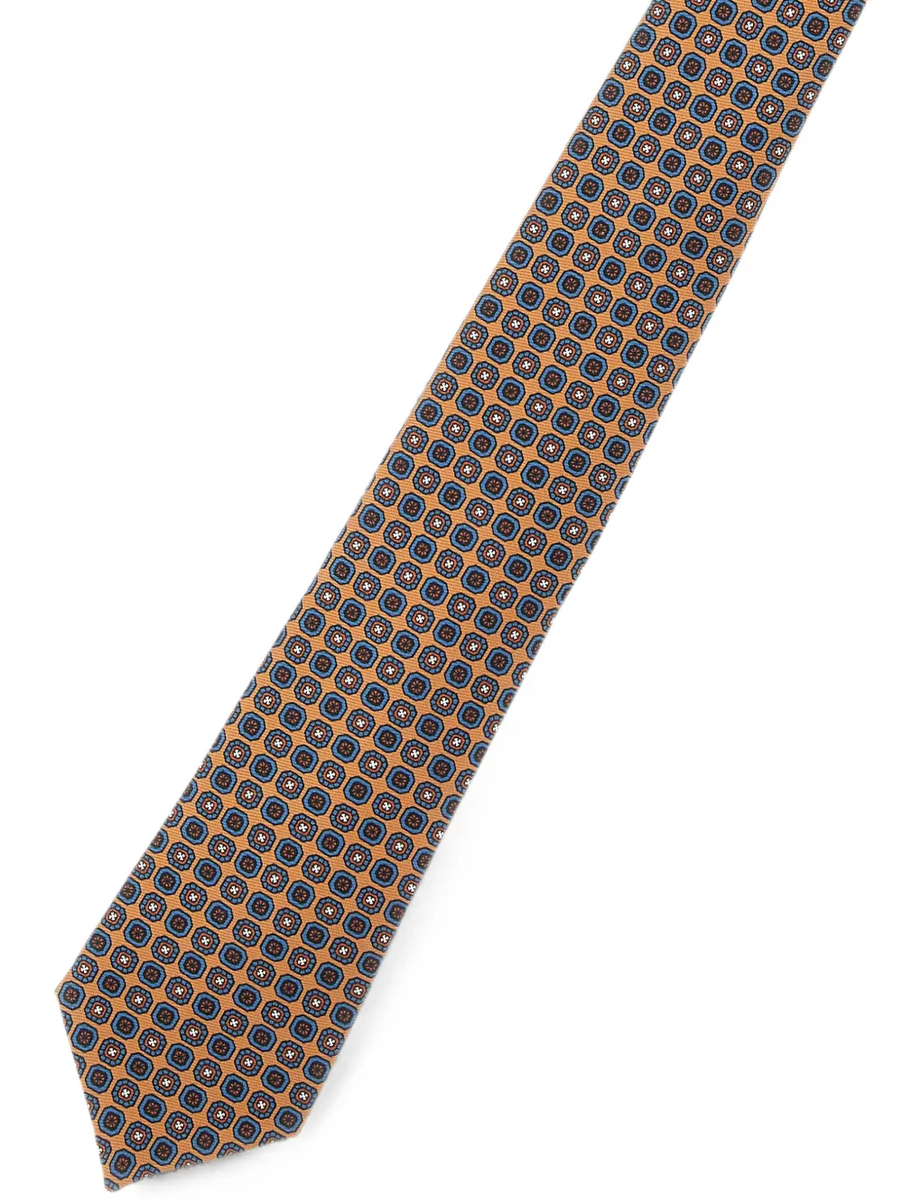 Kiton Stropdas met geometrisch micro-patroon Bruin