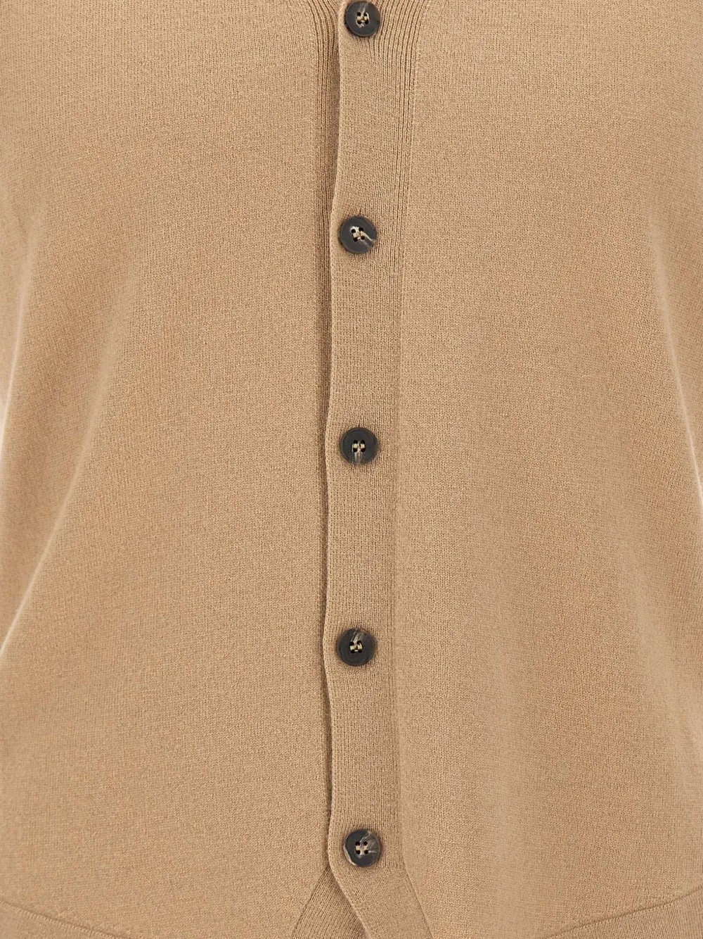 Kangra Fijngebreide top met knopen Beige