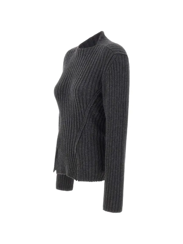 Victoria Beckham Ribbed-knit Wool-cashmere Sweater in Grey