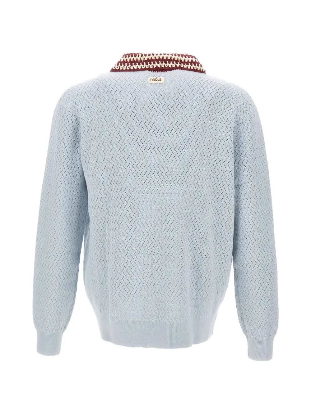 Drôle De Monsieur Opengebreid poloshirt met gehaakte kraag Blauw
