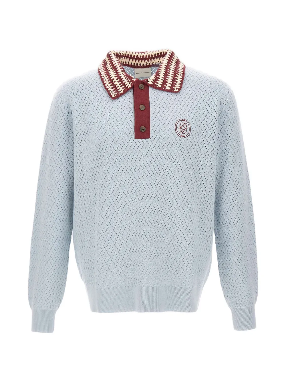Drôle De Monsieur openwork-knit crochet-collar polo shirt - Blu