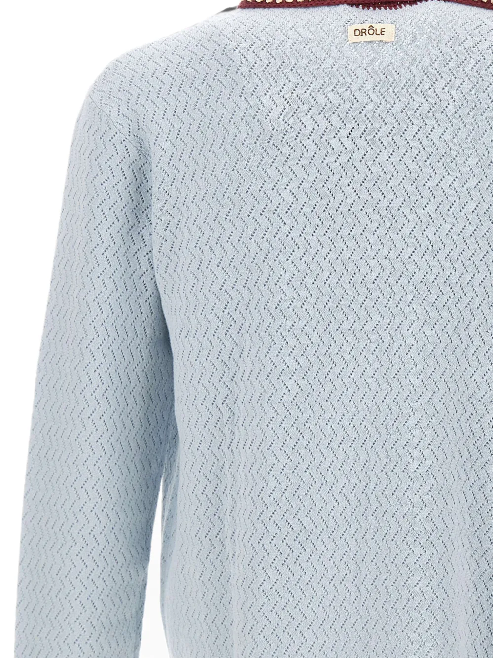 Drôle De Monsieur Opengebreid poloshirt met gehaakte kraag Blauw