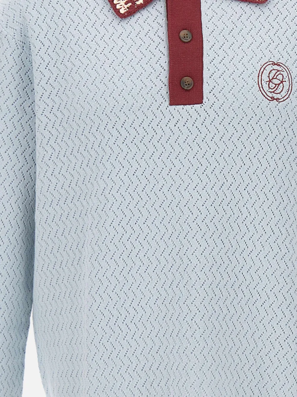 Drôle De Monsieur Opengebreid poloshirt met gehaakte kraag Blauw