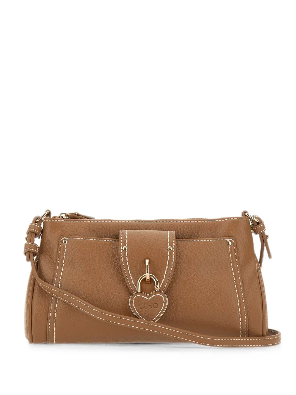 LIU JO small heart-lock crossbody bag - Marrone